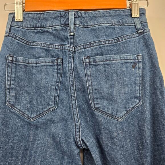 William Rast Junior Women Frayed Hem Wide Leg Crop Jeans Dark Wash Size 24 - Picture 4 of 13